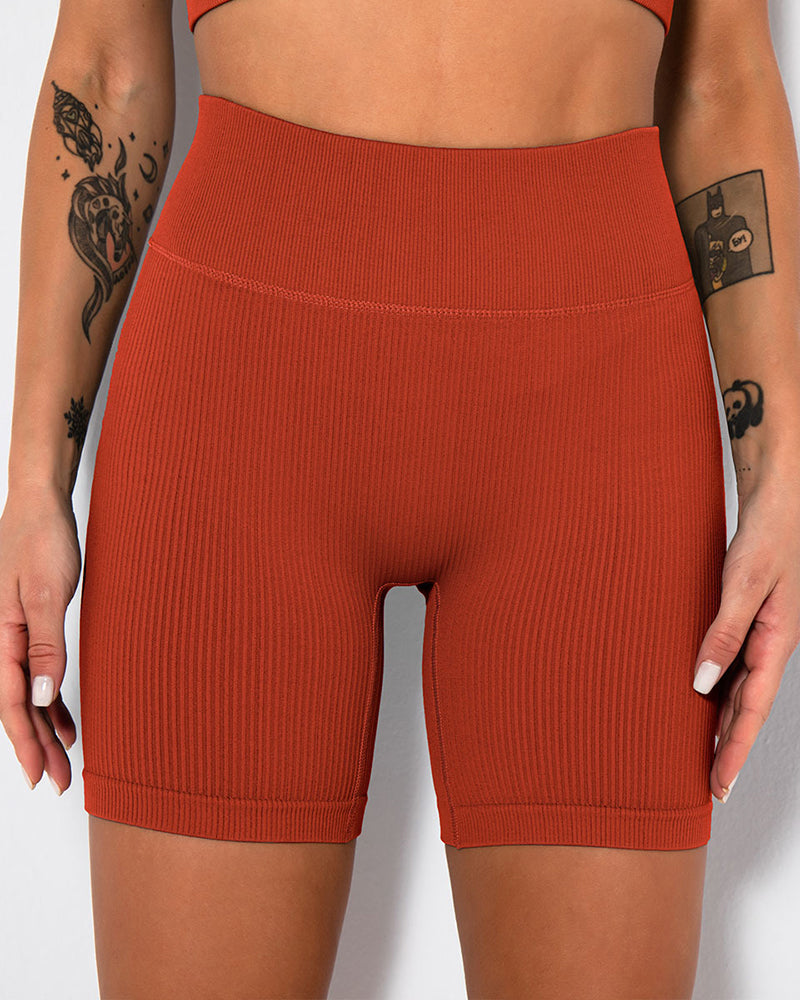 High Waist Fitness Pants Sports Running Yoga Shorts DarkRed
