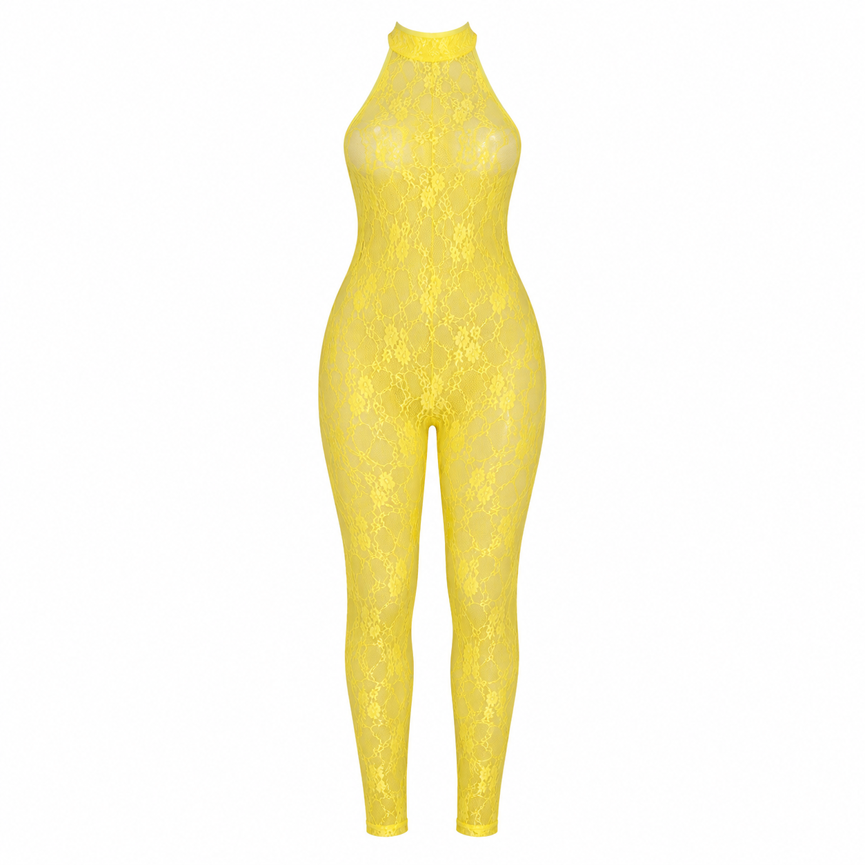 Jaei Yellow Backless Lace Jumpsuit