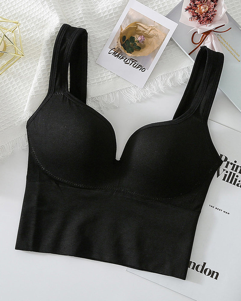 Shockproof Without Wire 3D Push-up Running Sports Bra Black