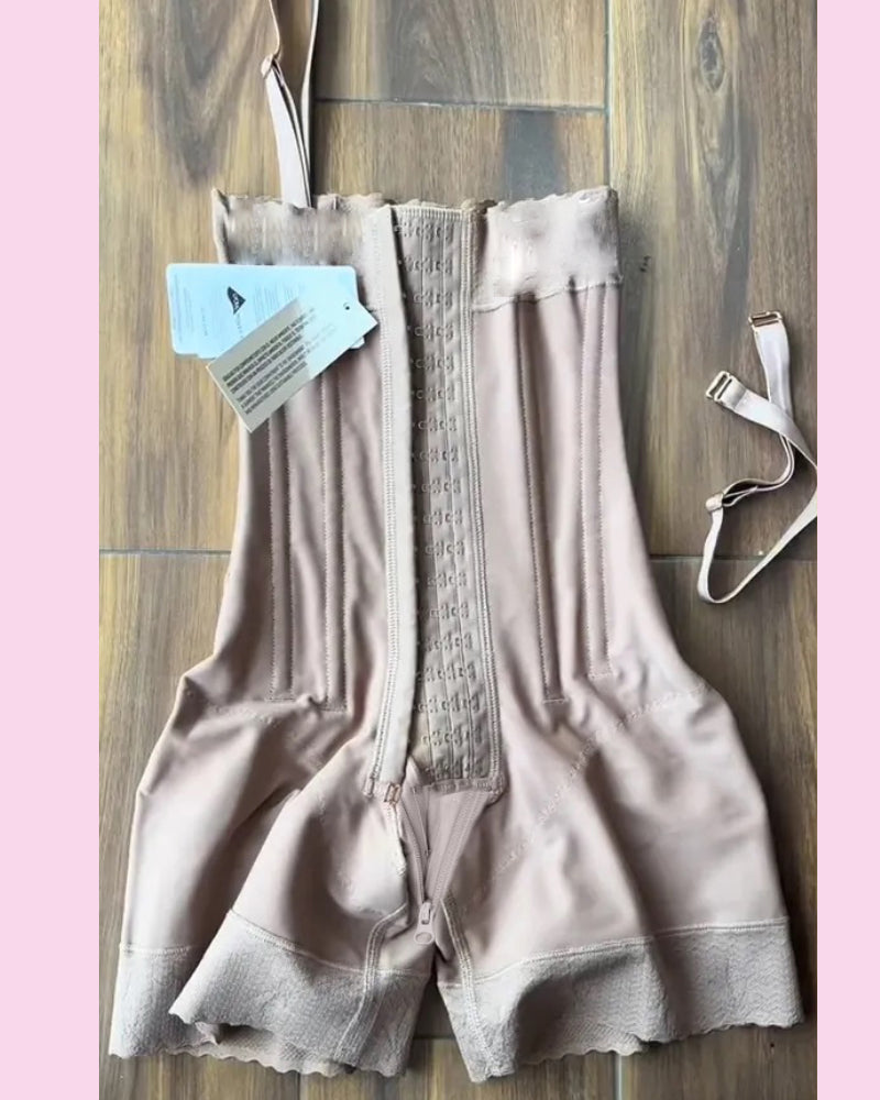 Buckle Front Open Bust Tummy Control Shapewear Tan