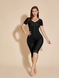 Women Short Sleeve Compressive Tummy Tuck Shapewear Black