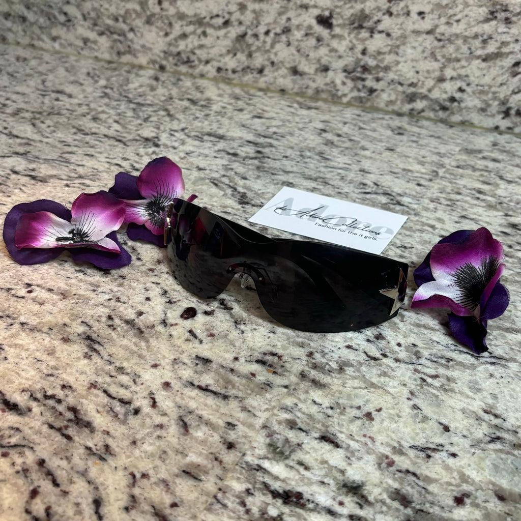 Please Me Black Tint Silver Star Detail Shades