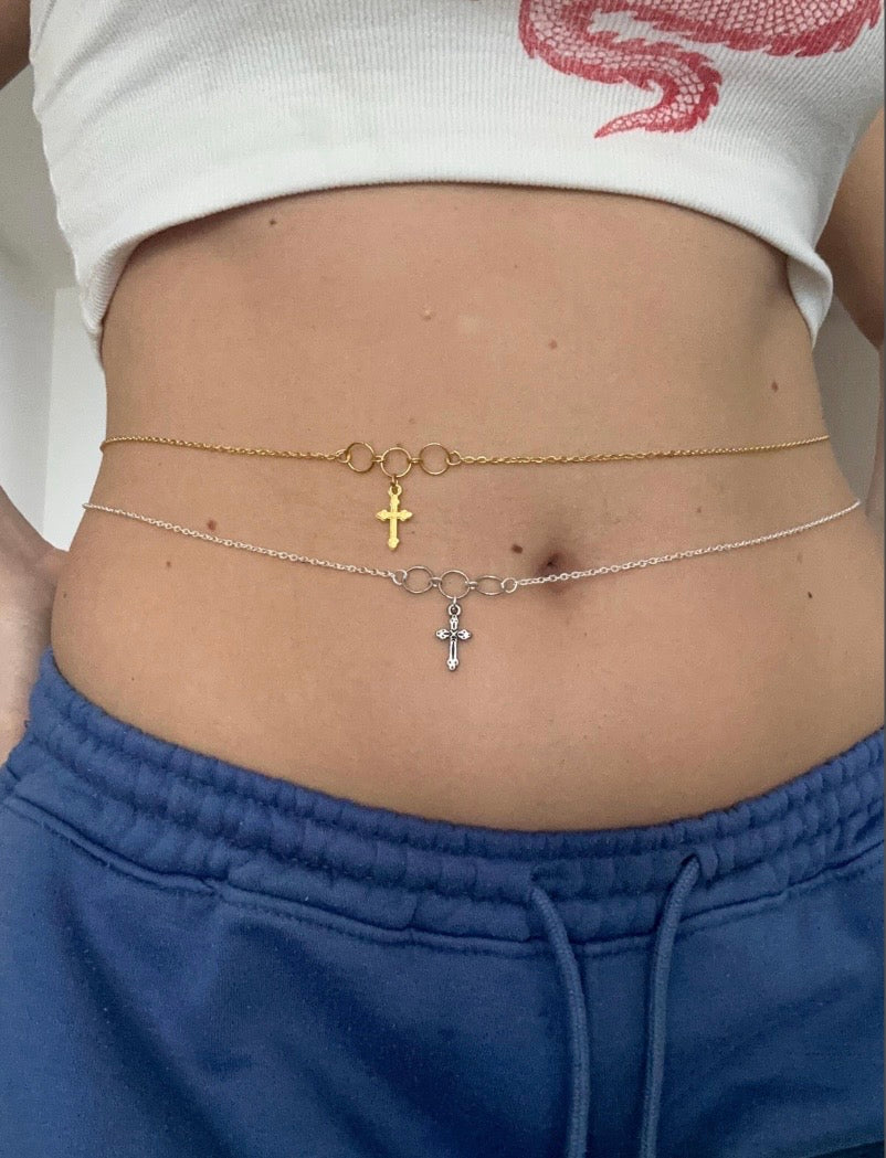 Cross pendant belly chain