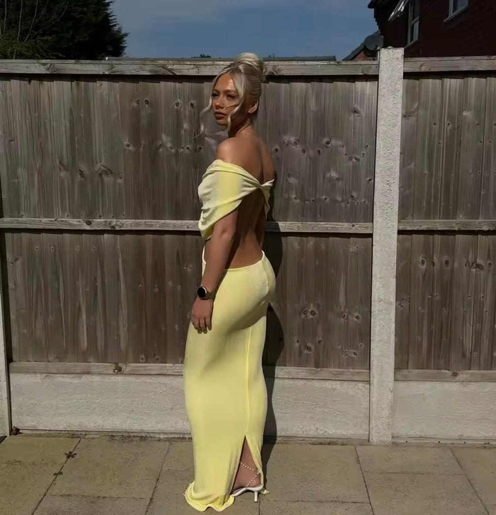 Yellow maxi cut out dress