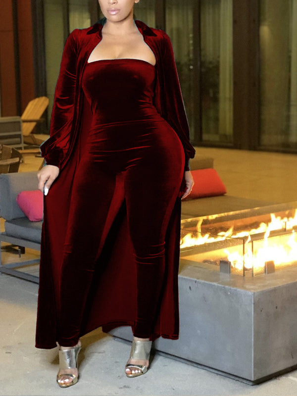 Velvet Jumpsuit & Duster Set--Clearance