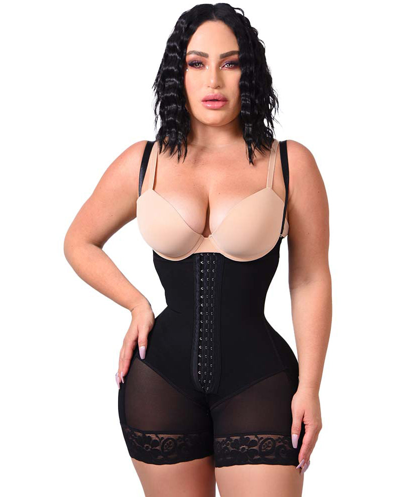 Fashion Tummy Control Butt Thigh With Lace Shapewear Black