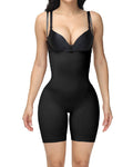 Seamless Open Bust Elastic Bodysuit Black