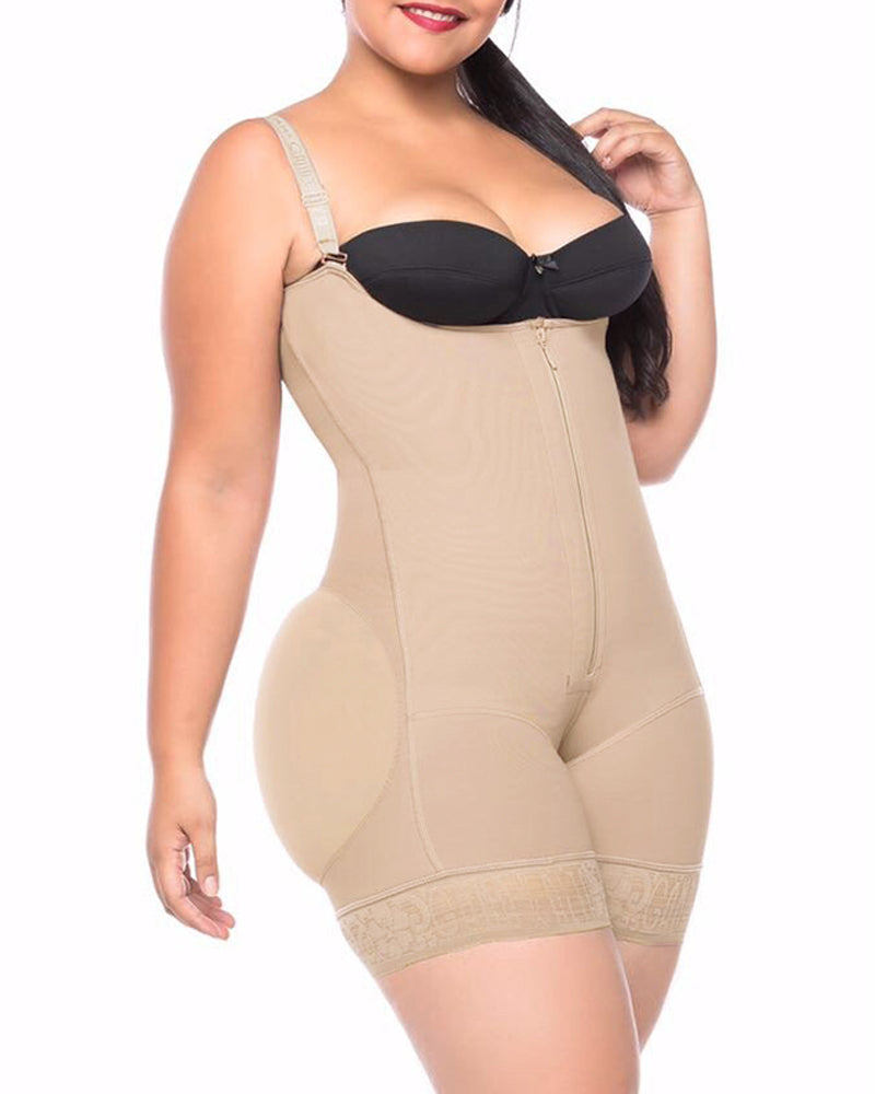 Butt Lifting With Zipper Slimming Compression Faja Body Shaper Beiges