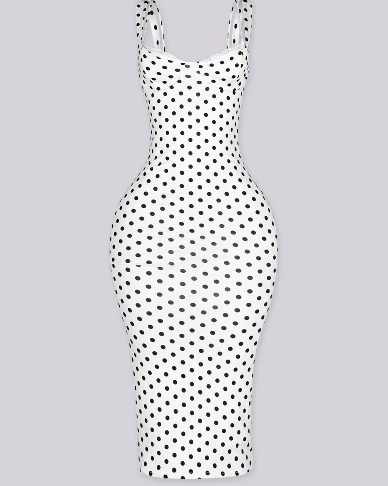 Women's Sexy Slim-Fit Stretchy Classic Polka Dot Hourglass Maxi Dress (Upgraded fabric)
