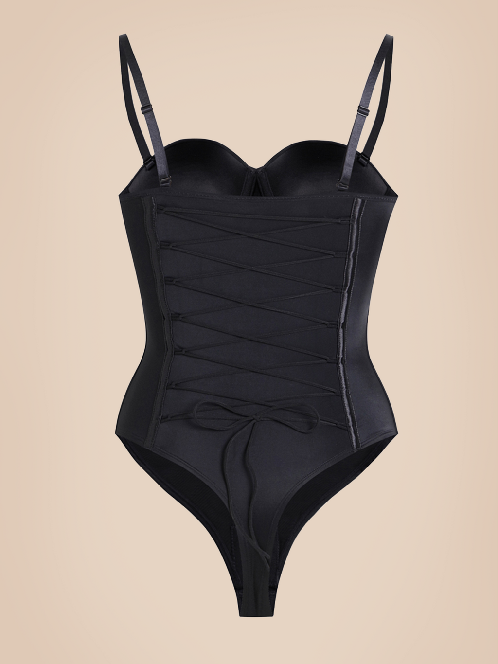 Back Lace-up Thong Seamless Shapewear Bodysuit