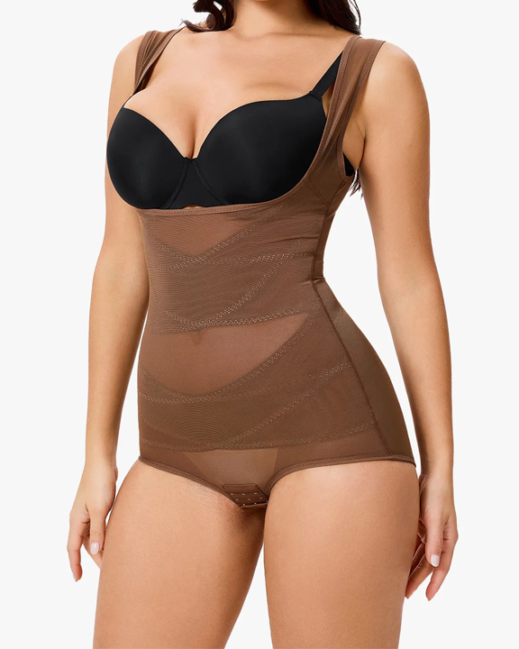 See-Through Mesh Tummy-Controlling Sexy Bodysuit