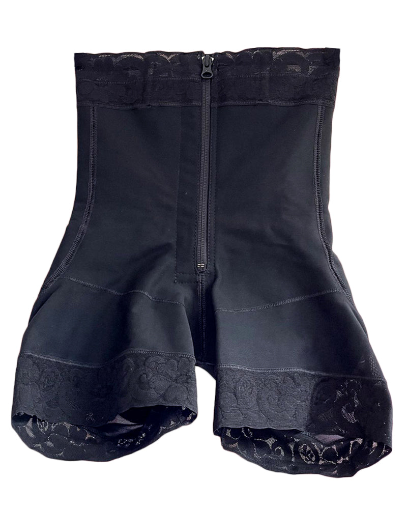 Extra High Waisted Butt Lifting Shaping Shorts With Fashion Zipper Black