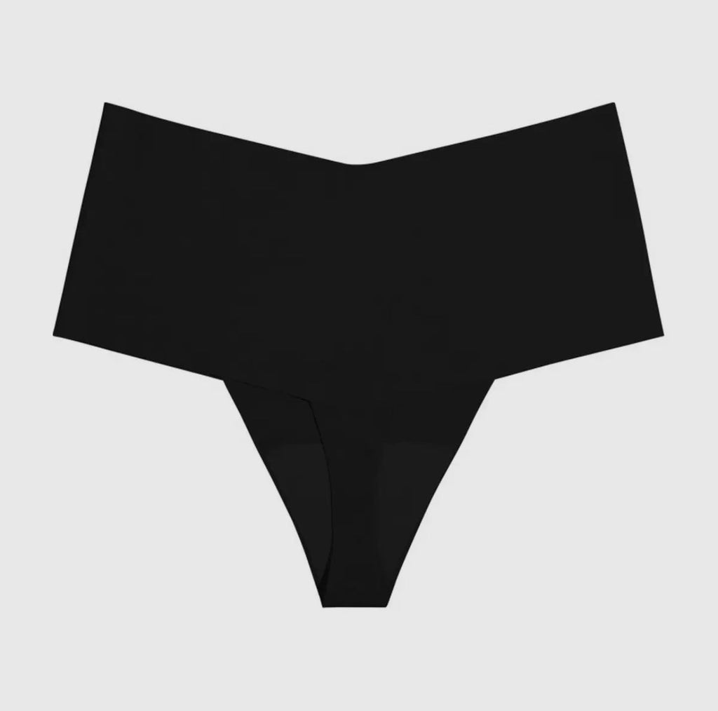 High Waisted Seamless Baddie Ice Silk Thong Black