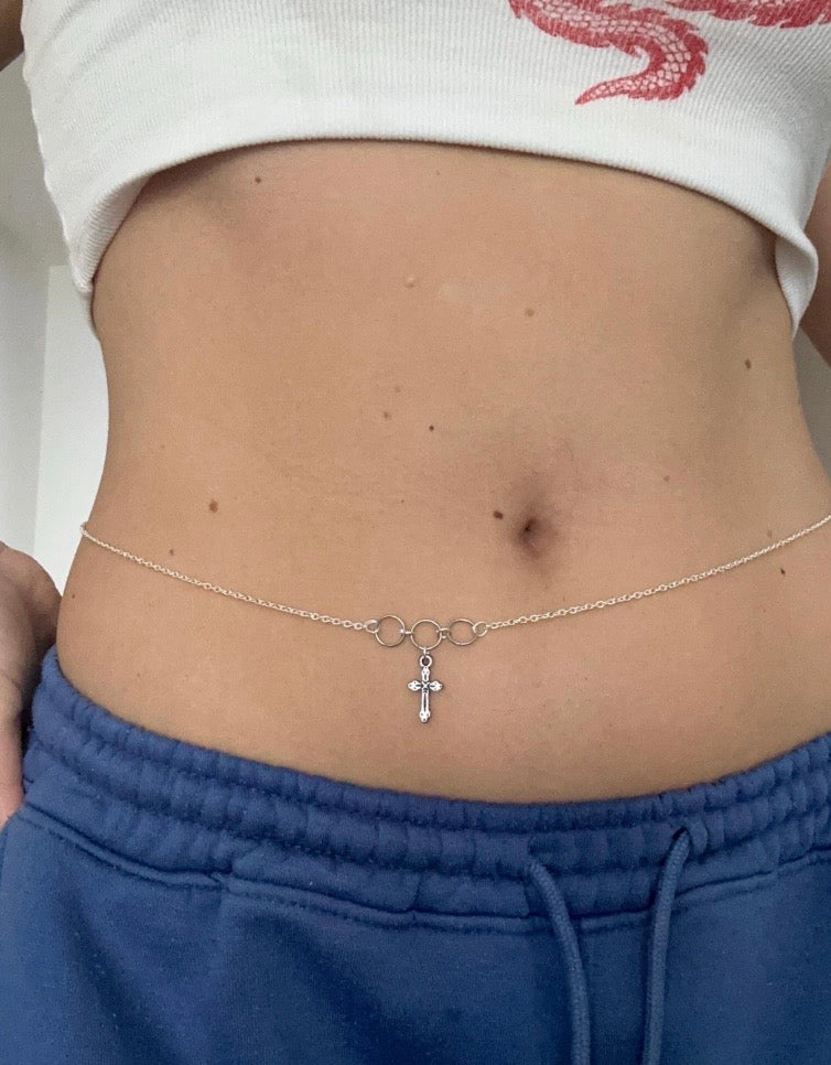 Cross pendant belly chain