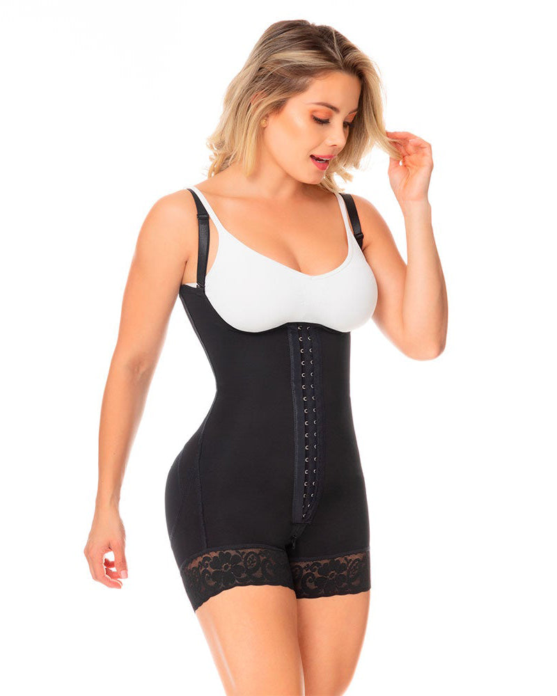Sculpting Full Body Open Bust Tummy Control Shapewear Black