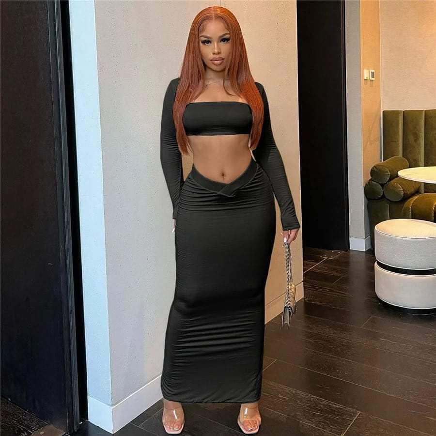 Kayla Black Two Piece Skirt Set