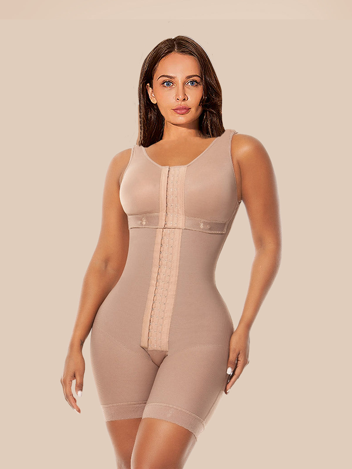 Women's Chest-Packed Body Shaper Postpartum Fajas Colombianas Tan