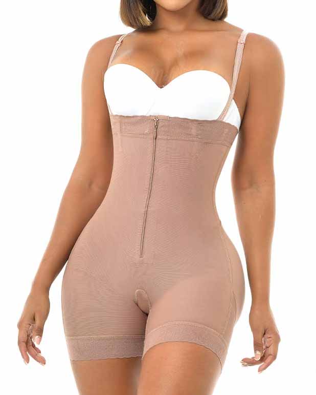 Fashion Adjustable Strap Tummy Control Shapewear RosyBrown