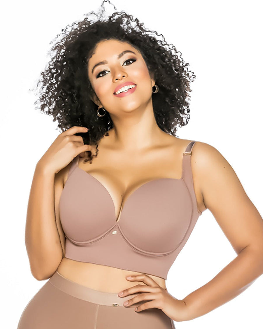 High Compression Full Cup Push Up Bra RosyBrown
