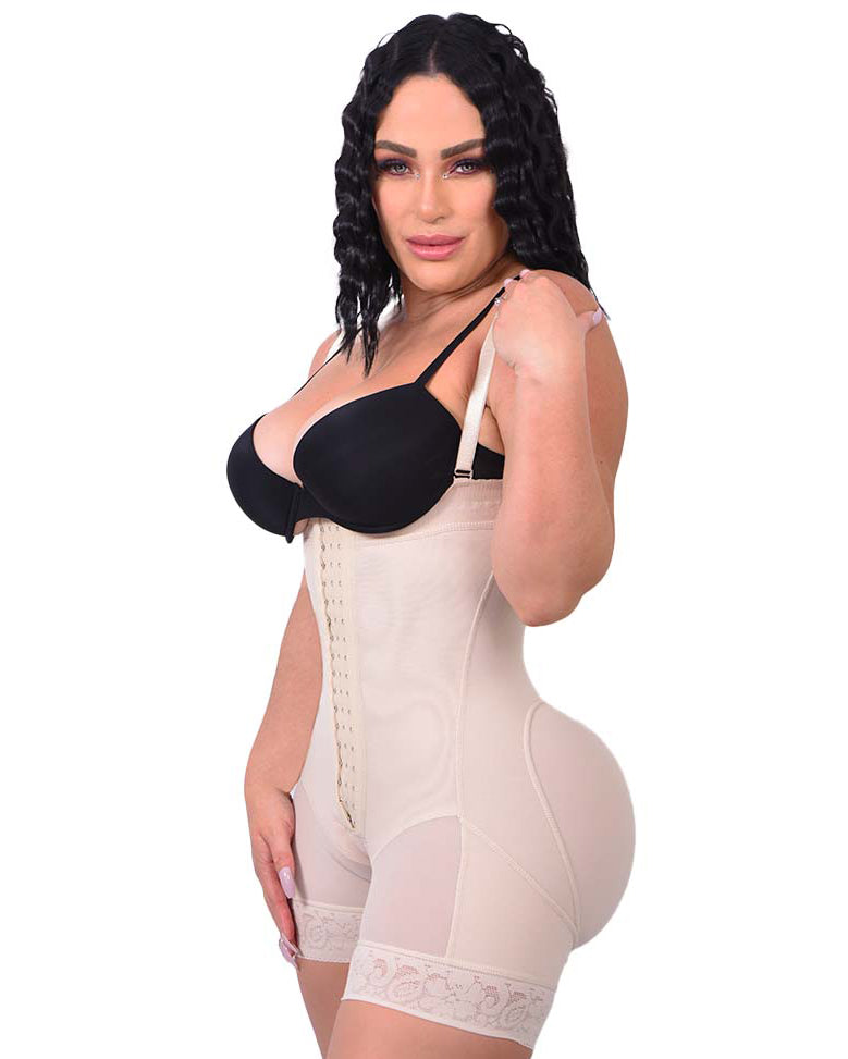 Fashion Tummy Control Butt Thigh With Lace Shapewear Beige