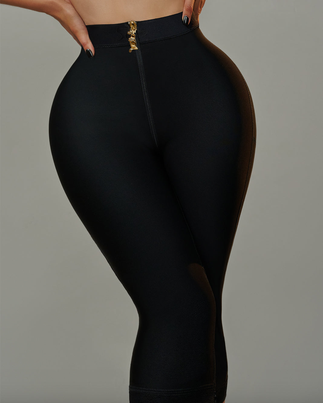 Women's Knee Length Tummy Control Seamless Slimming Butt Lifter Black