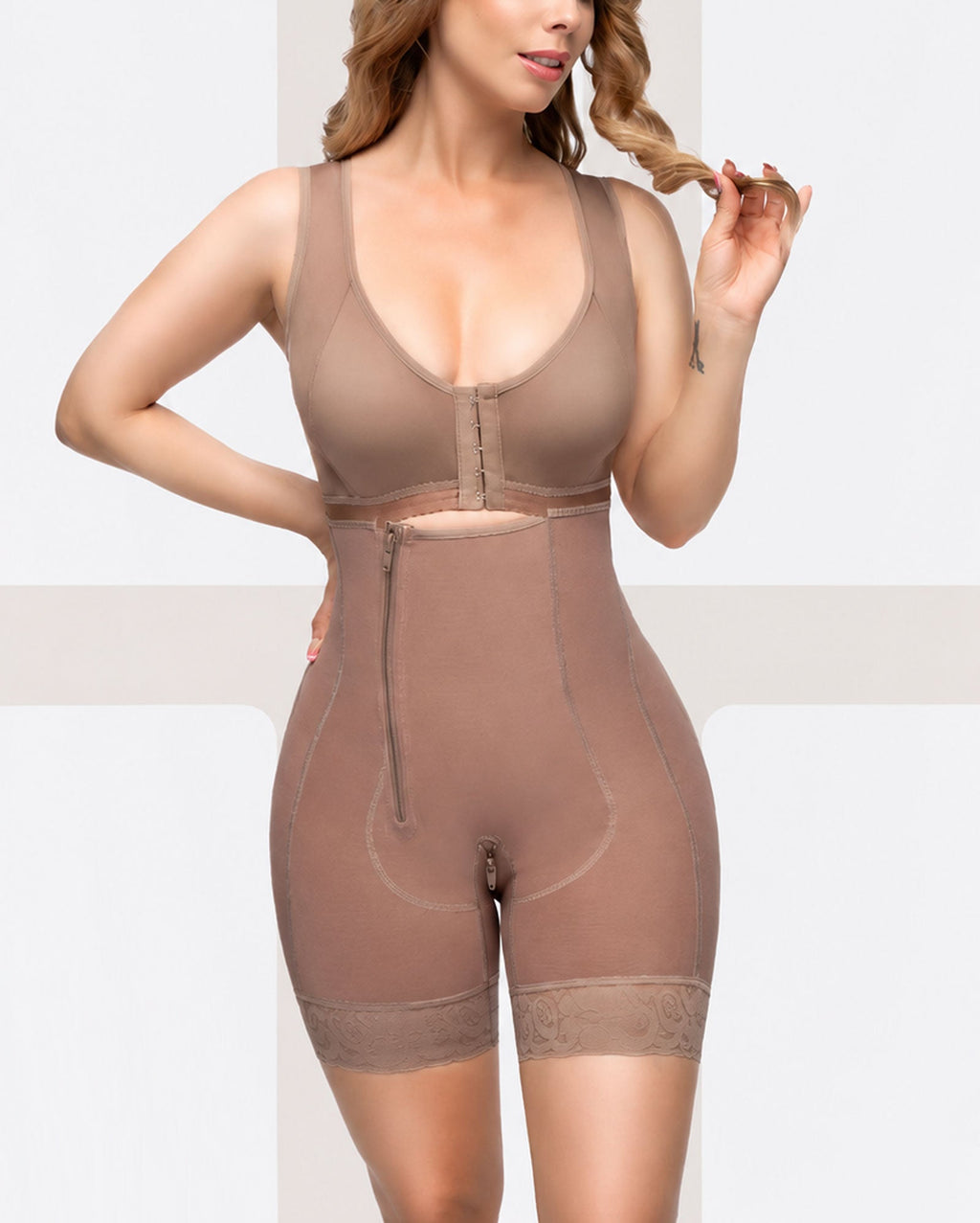 Front Zipper Hip Lifting And Tummy Slimming Shapewear