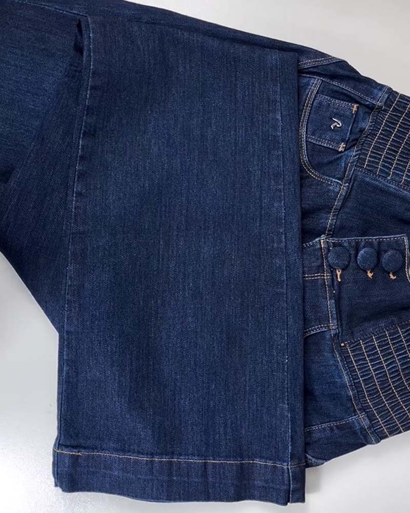 Skinny Flared Jeans With Elastic Waistband Blue