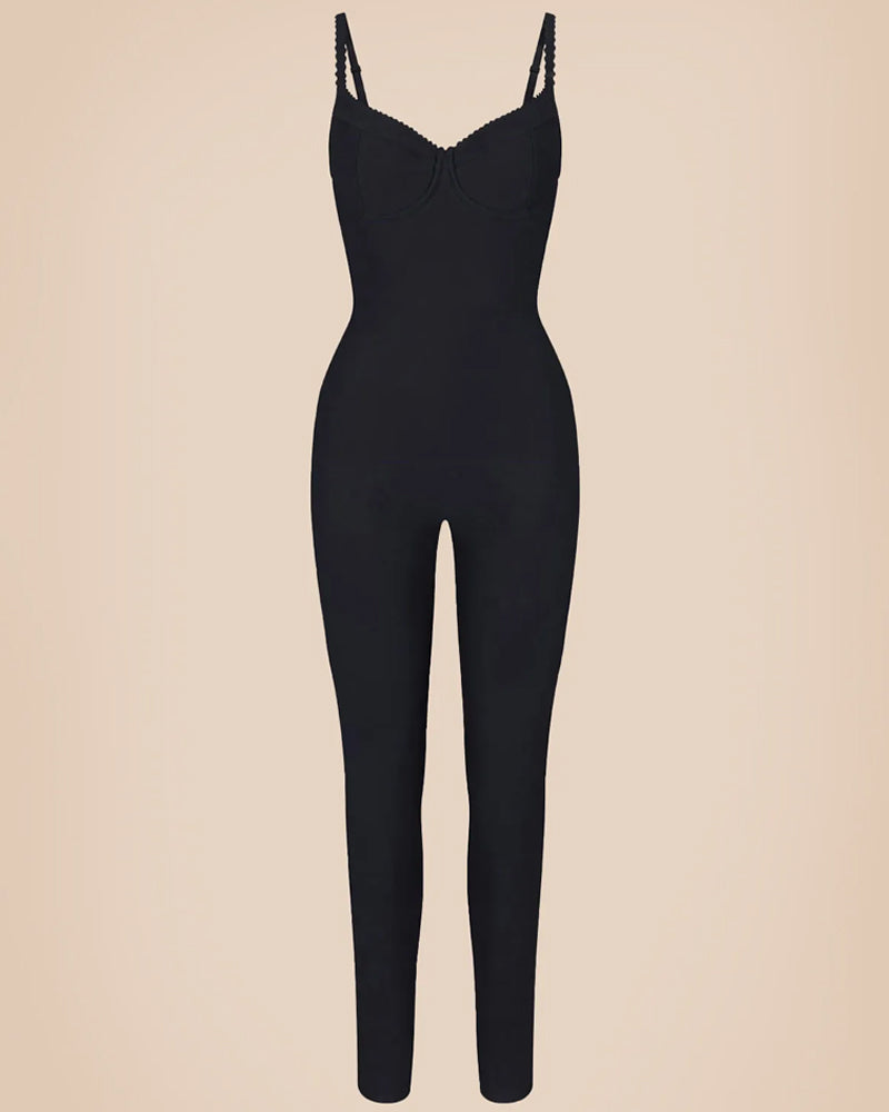 Sexy Leopard Print Suspenders High Waist Hip Lift Bodysuit