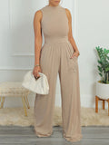 Cutout Back Sleeveless Wide-leg Jumpsuit--Clearance Sandy M