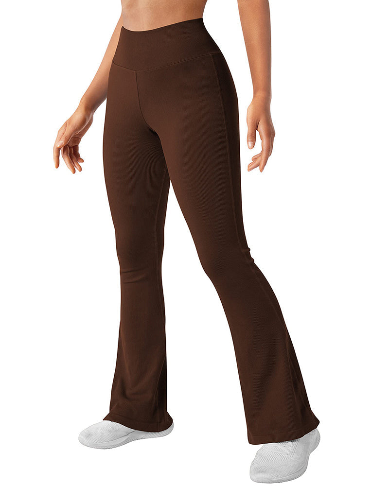 Fashion Ribbed Wide-leg Flared Yoga Leggings Peru