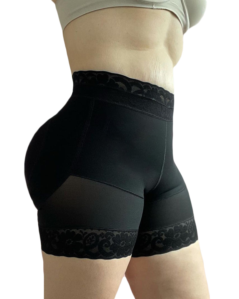 Postpartum Recovery Slimming Lace Butt Lifter Shorts Black