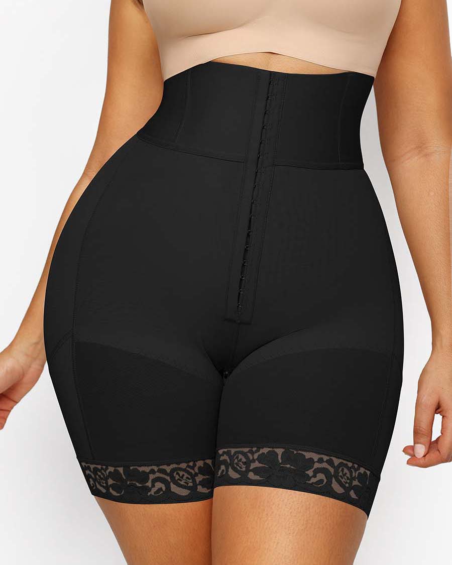 High-waisted Buttoned Shaping Shorts Butt Lifter Black