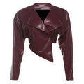 Sheek Burgundy Leather Crop Jacket