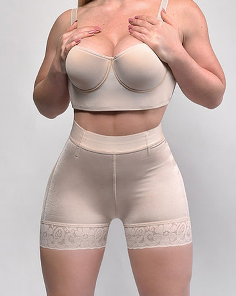 High Compression Tummy Control Butt Lifter Shorts Beige
