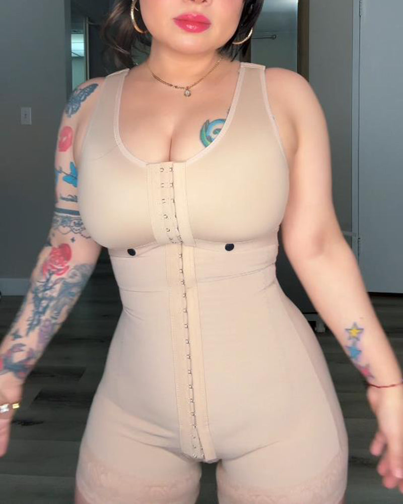 High Compression With Hook-Eye Front Closure Shapewear Beiges
