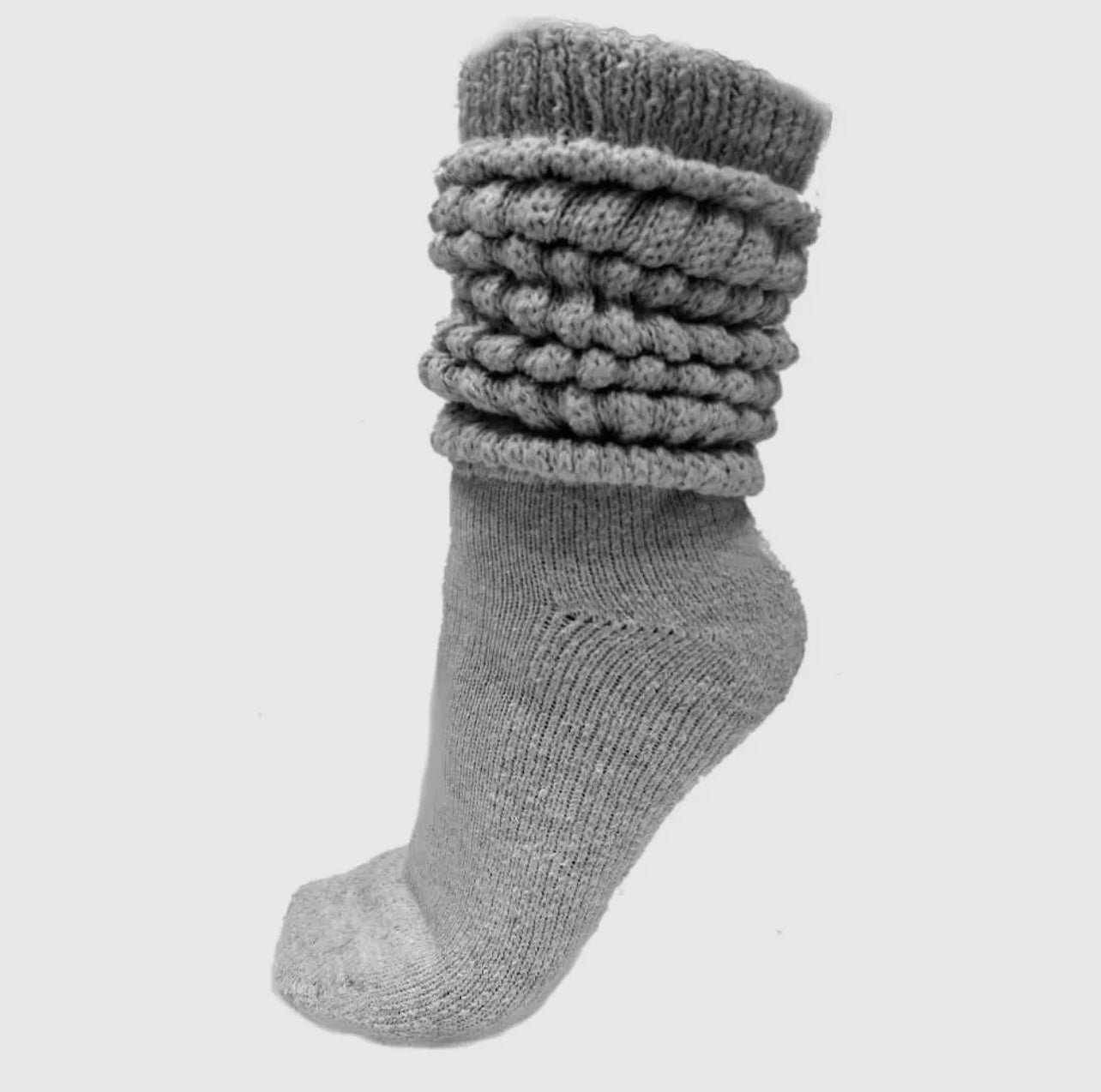 Baddie Thick Heavy Extra Long Slouch Socks Gray One size