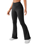 Fashion Ribbed Wide-leg Flared Yoga Leggings Black