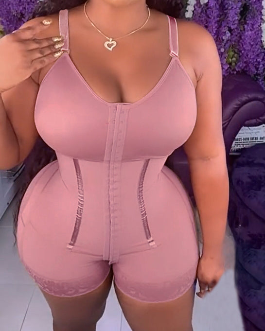 Women High Compression Tummy Control Hook And Eye Bodyshaper With Bra RosyBrown