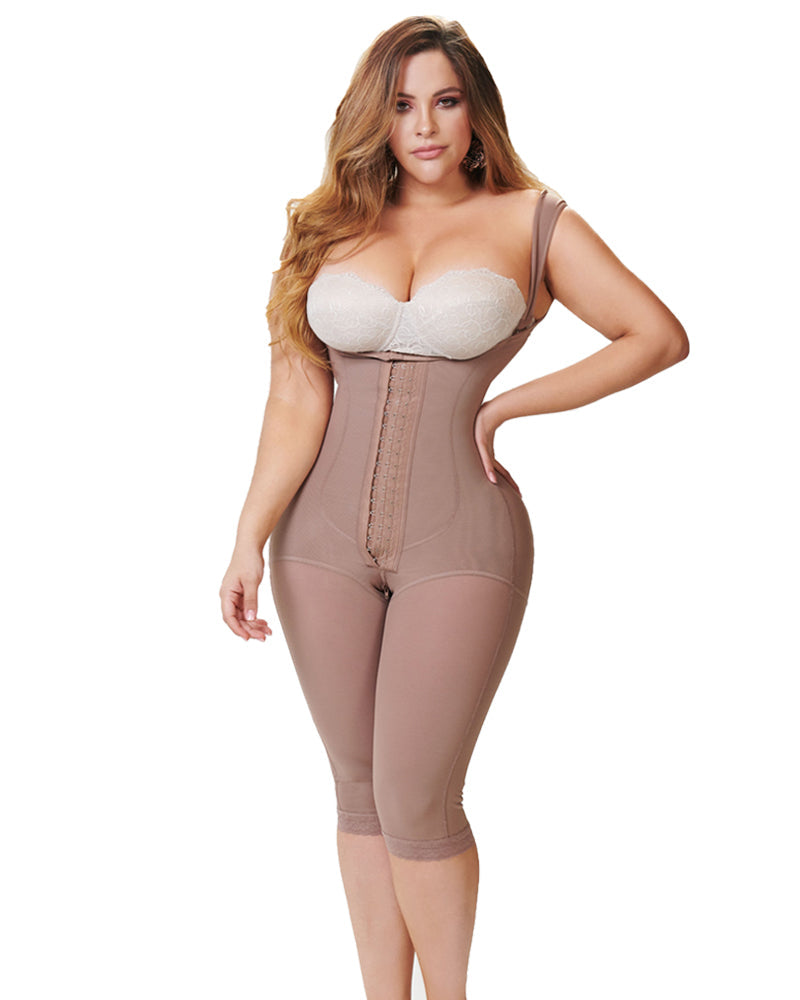 High Compression Postpartum Slimming Knee Length Fajas Body Shaper