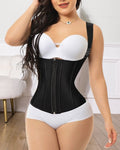 Breasted Zipper Tummy Control Top Black