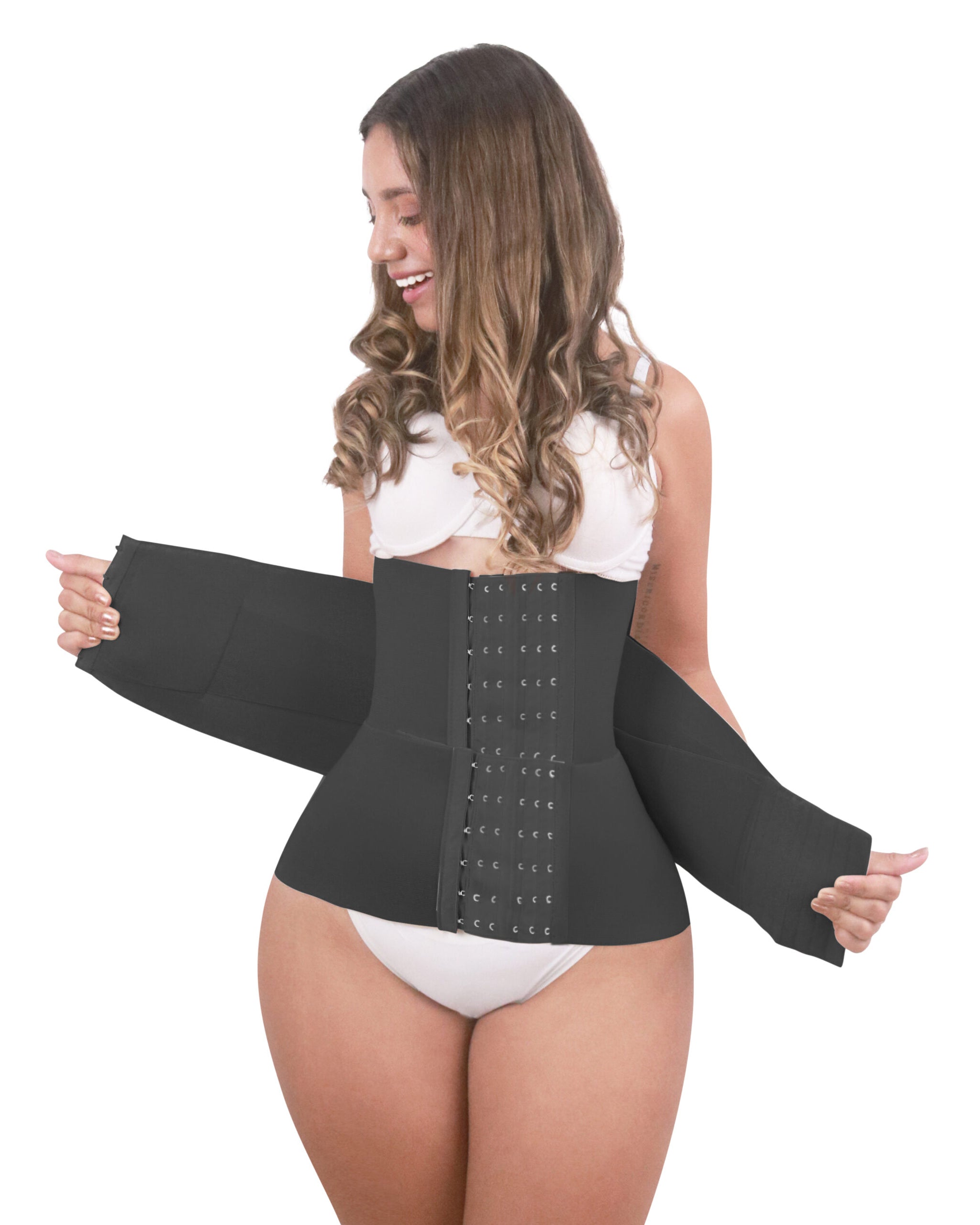 Fashion Hook-eyes Closure Slimming Hourglass Waistband Black