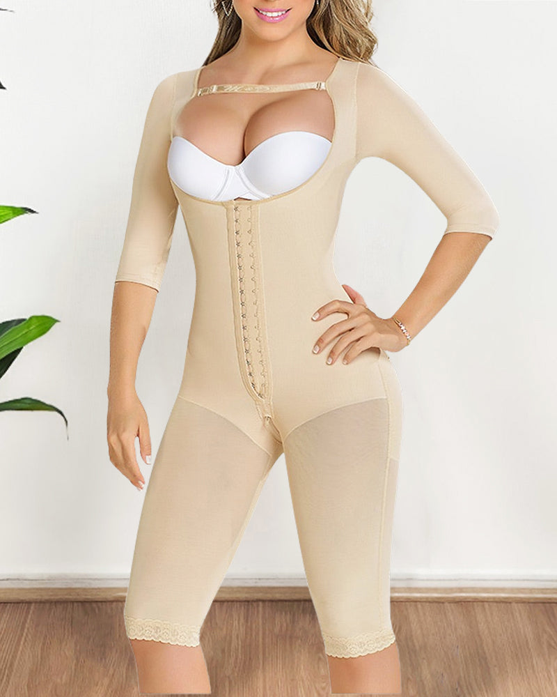 Full Body Shapewear With Bank And Arm Coverage Tan