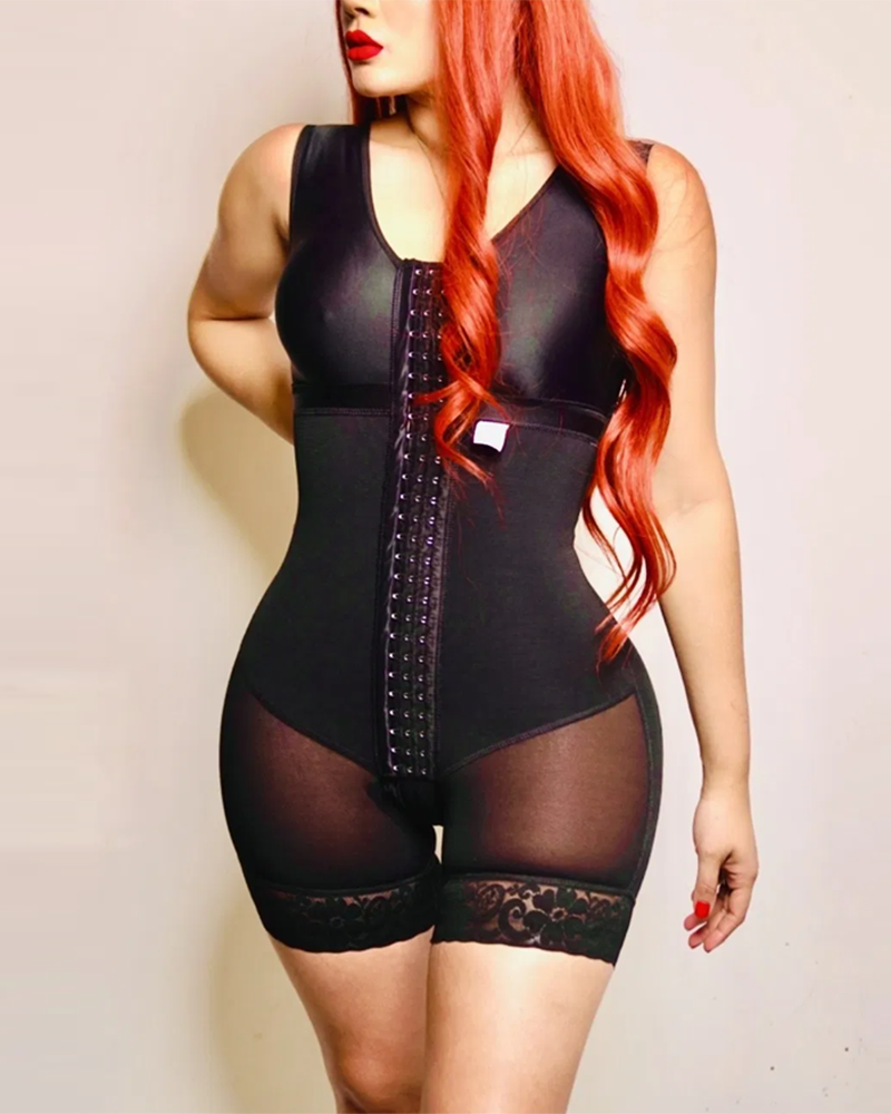 Sleeveless Mid Length Tummy Control Shapewear Fajas Black