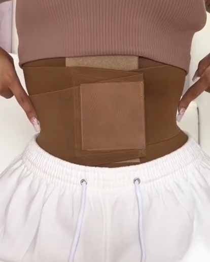 Women Double Compression Belt Workout Waist Trainer Brown