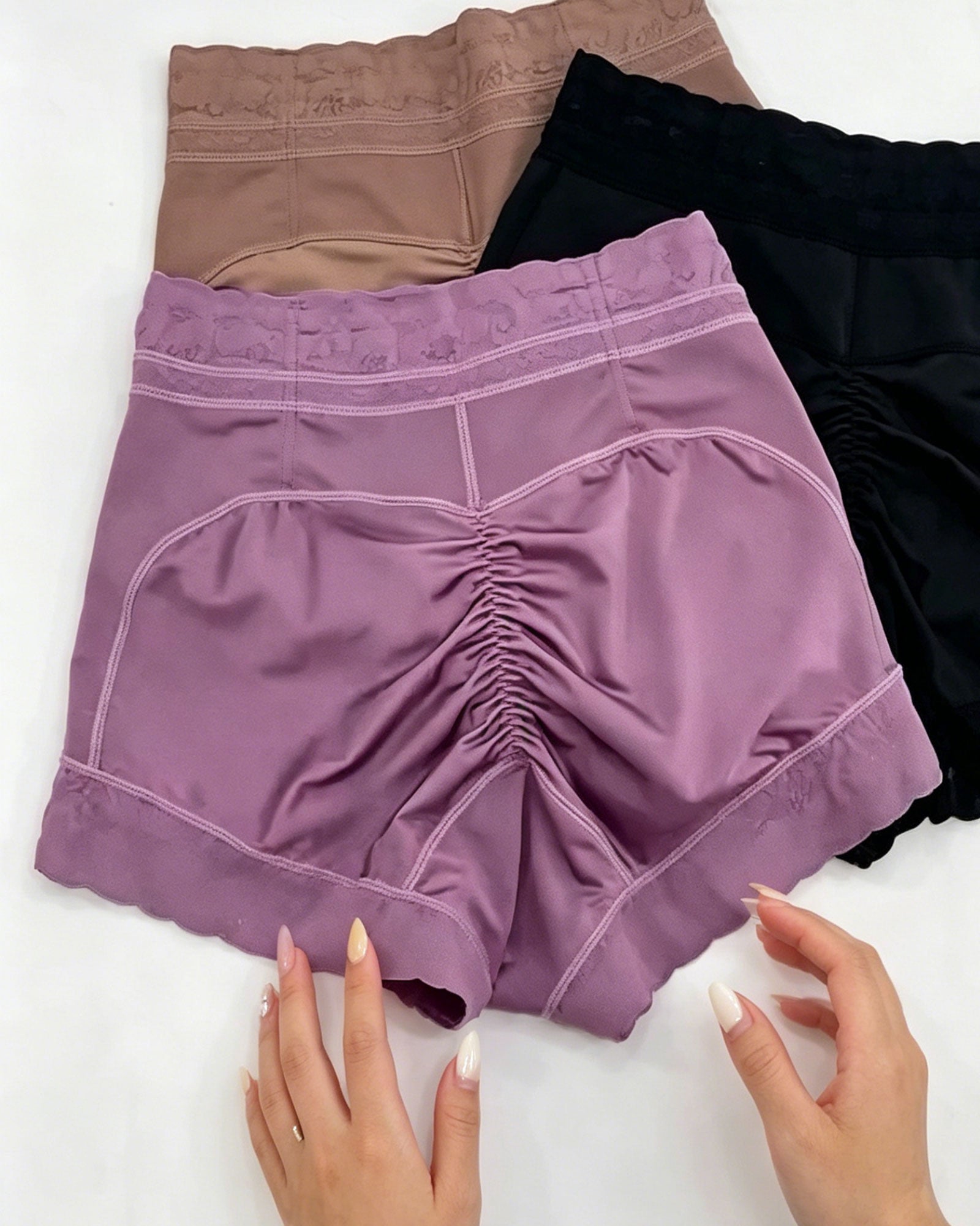 High-Waisted Lace Trim Tummy & Butt Lifting Shaper Shorts