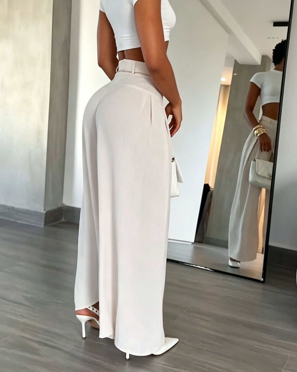 High-Waisted Pleated Wide-Leg Pants
