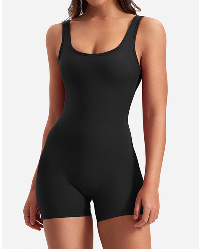 Backless Slim Fit Butt Lifting Yoga Jumpsuit Black