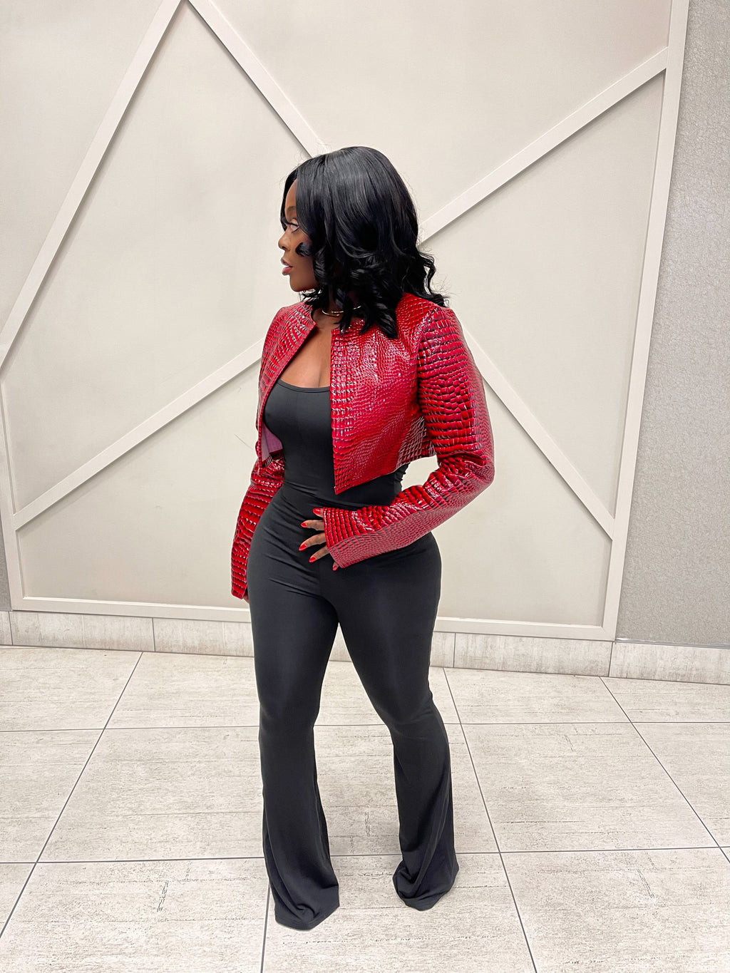 “MYA” CROC CROP JACKET (S-XL)