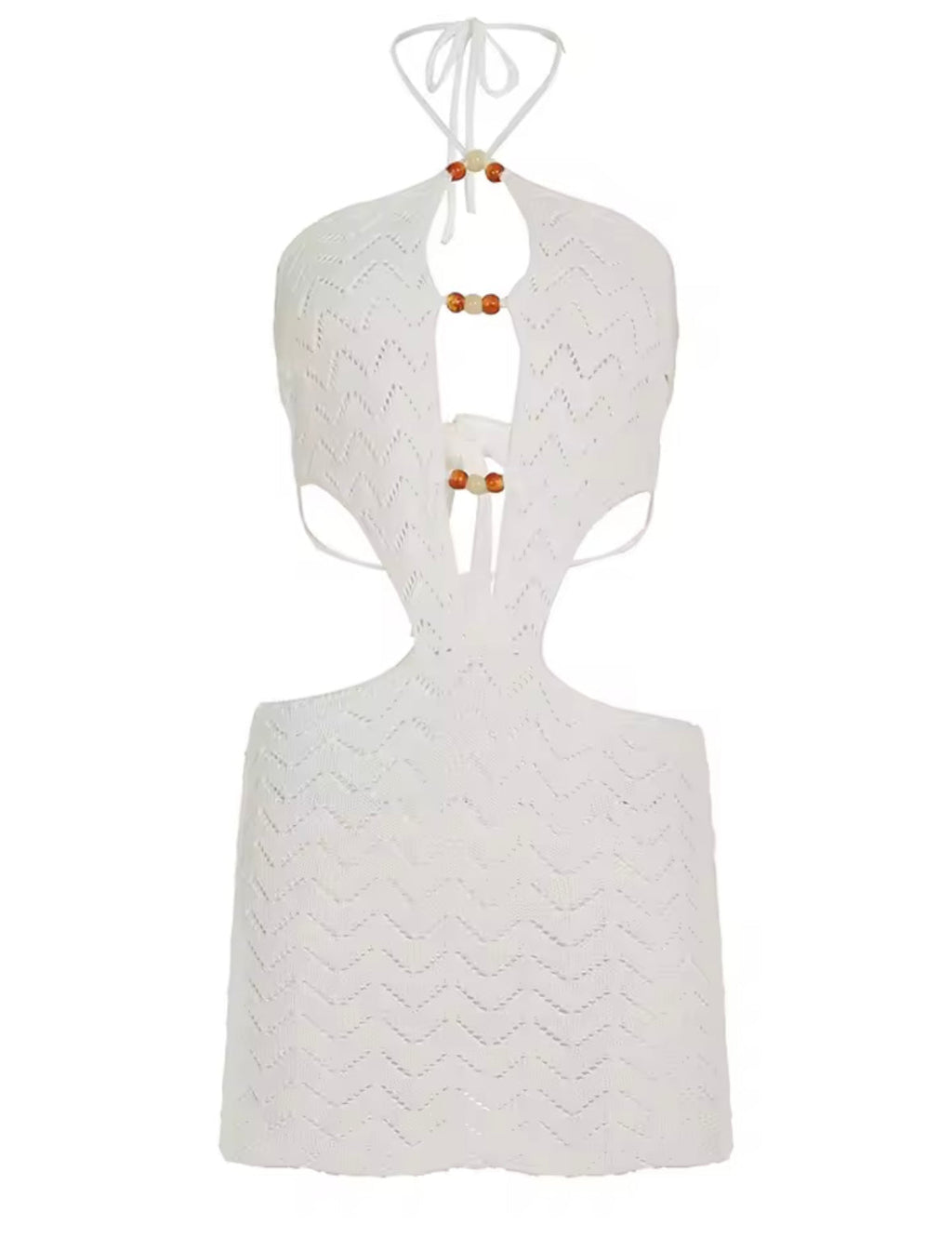 White knit cut out mini dress