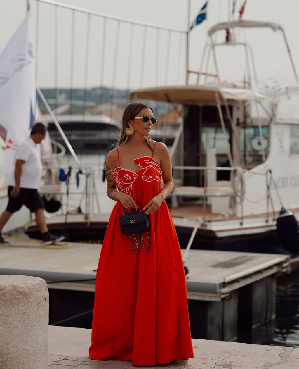 Red maxi dress